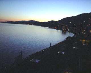 The Pacific Coast at dusk.