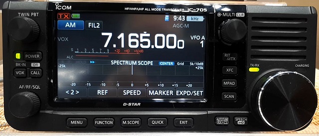 IC-705 front panel. Click for larger image.