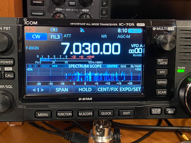 Fig.5: IC-705 screen. Click for larger image. Photo: K0MD.