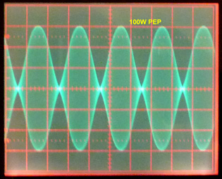 Fig.2: 100W PEP 2-tone envelope. Image: VA7OJ.