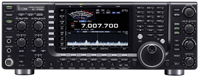 Fig.1: IC-7700 front panel. Click for larger image. Photo courtesy Icom Inc.